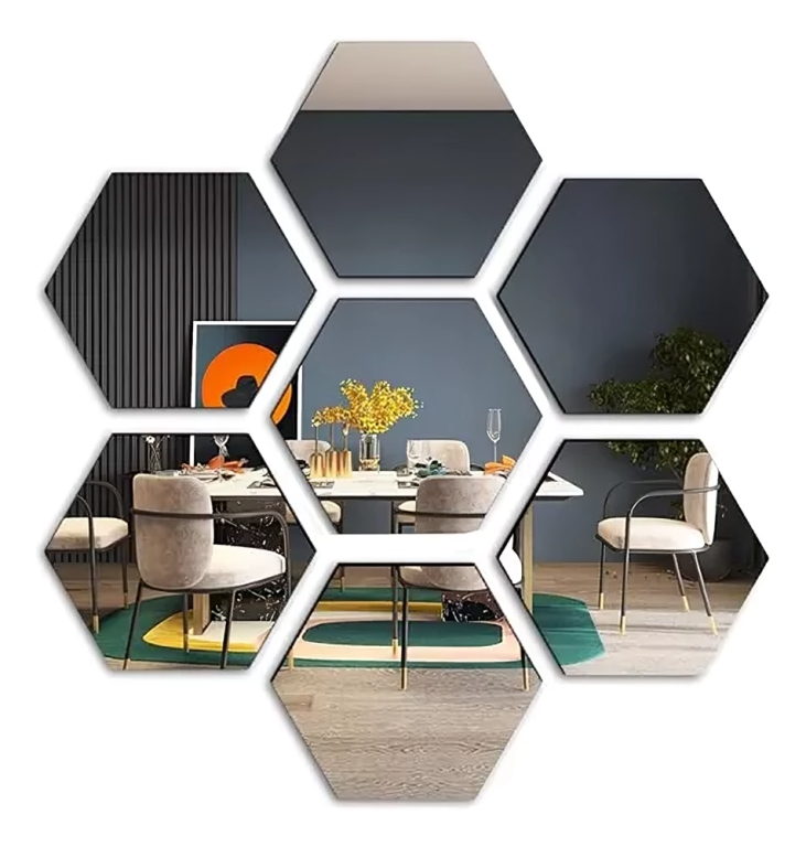 Espejo Decorativo Hexagonal x12 unidades