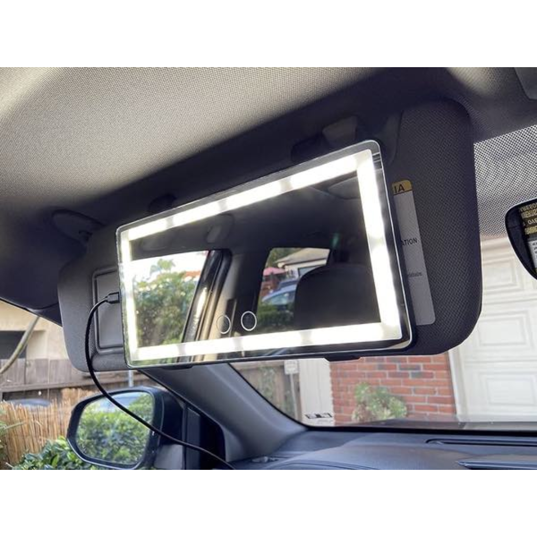 Espejo con luz LED recargable para carro